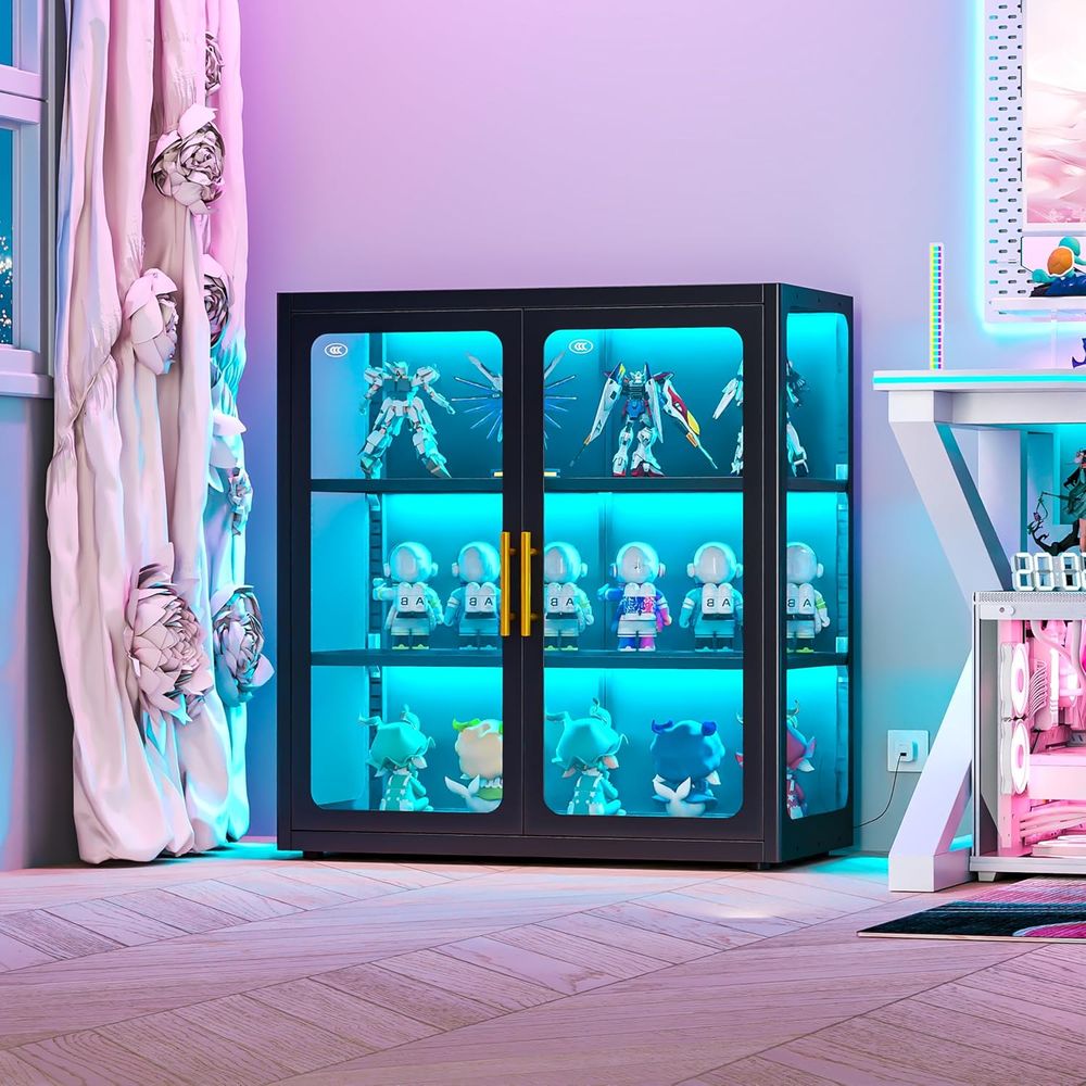 Glass Cabinet Display - خزانة عرض زجاجية بارتفاع 34 بوصة