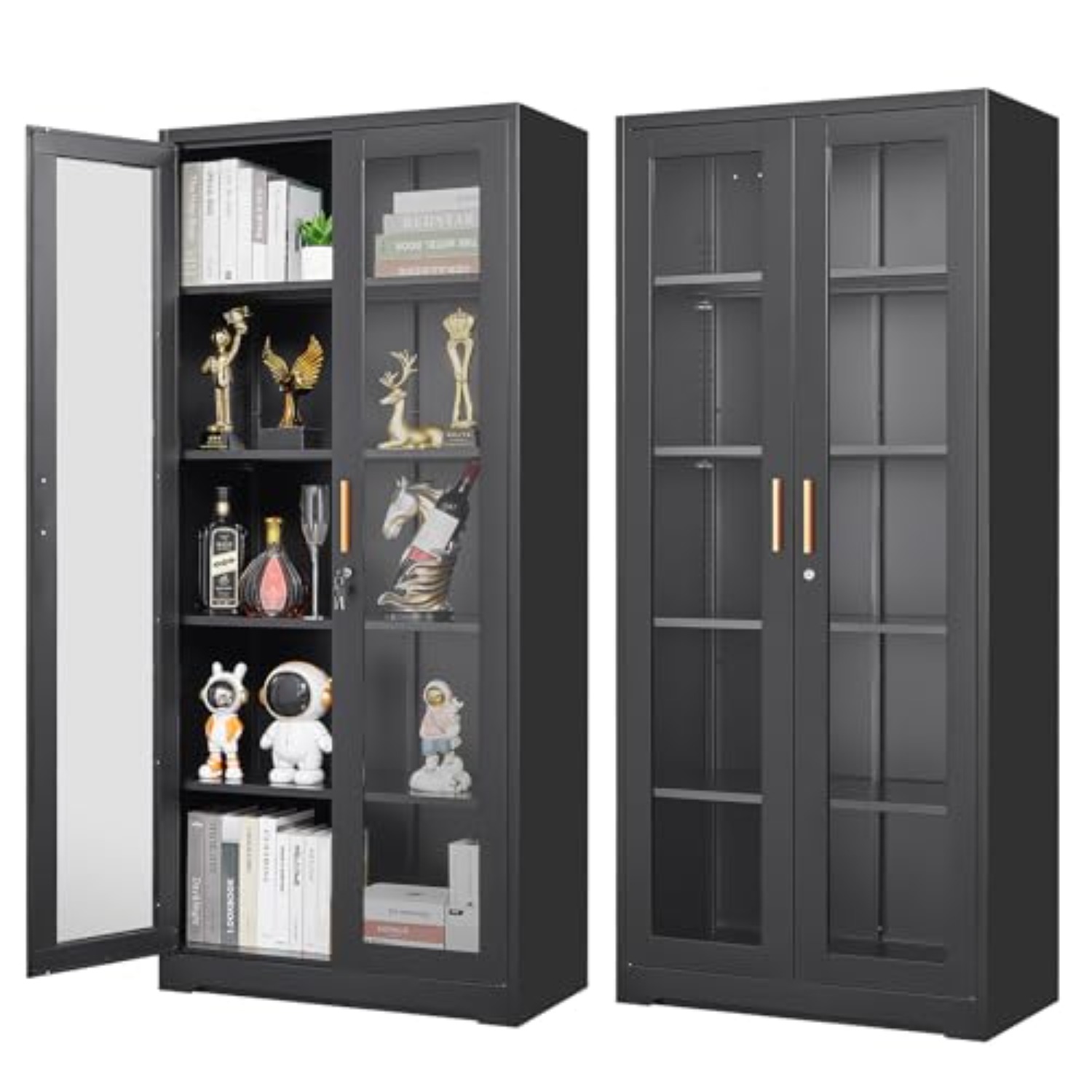Glass Cabinet Display - خزانة عرض زجاجية معدنية سوداء بطول