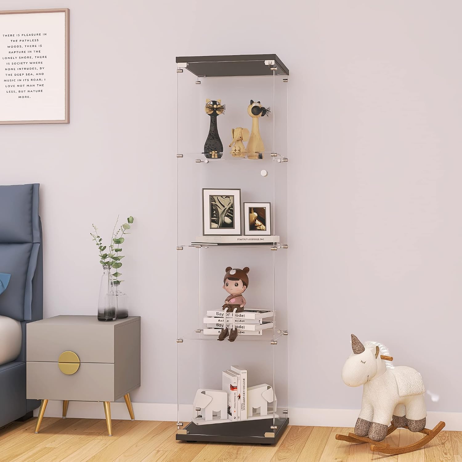 Glass Cabinet Display - خزانة عرض زجاجية بقفل، 4 طبقات،