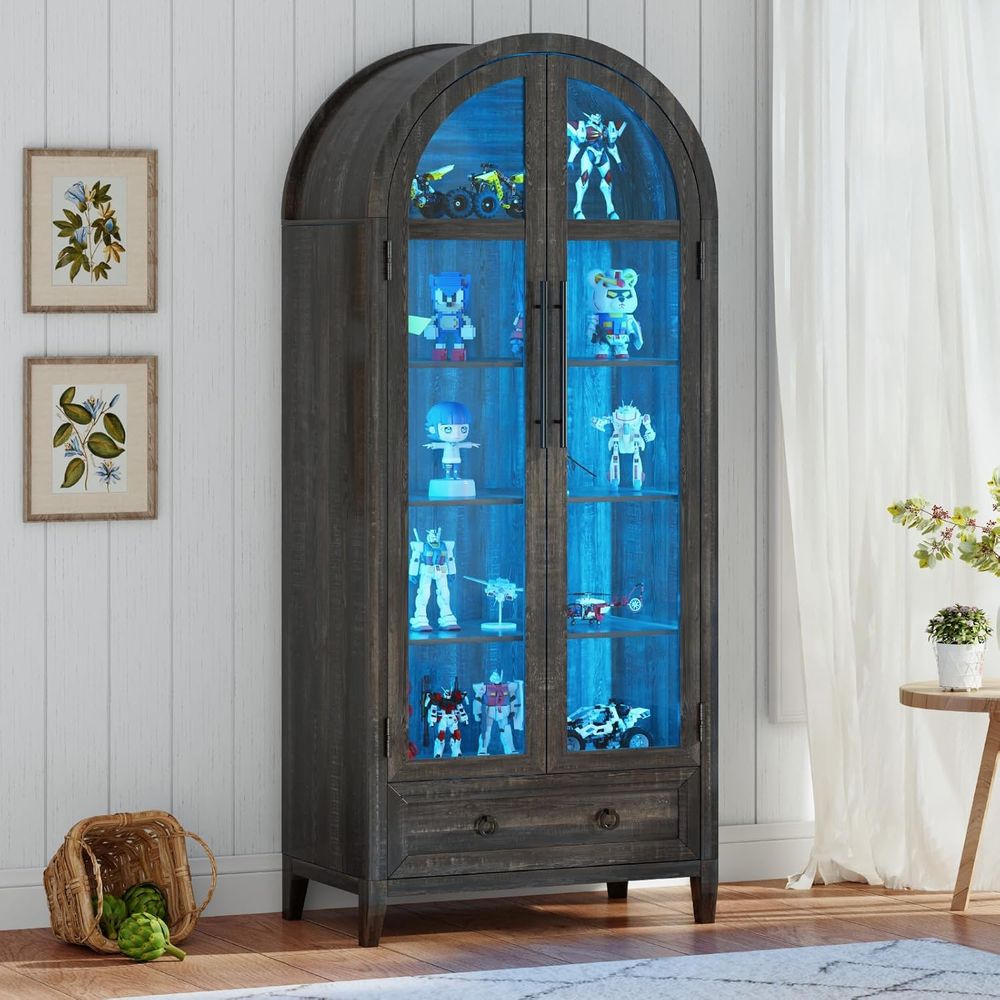 خزانة عرض زجاجية مقوسة بـ 4 طب - مراجعة Glass Cabinet Display وسعره