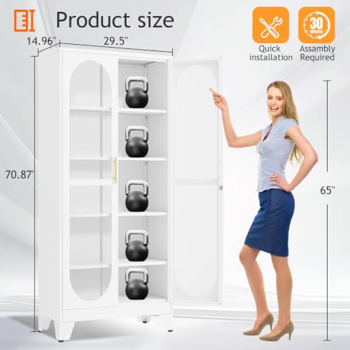 خزانة عرض بقفل بارتفاع 71 بوصة - مراجعة Glass Cabinet Display وسعره