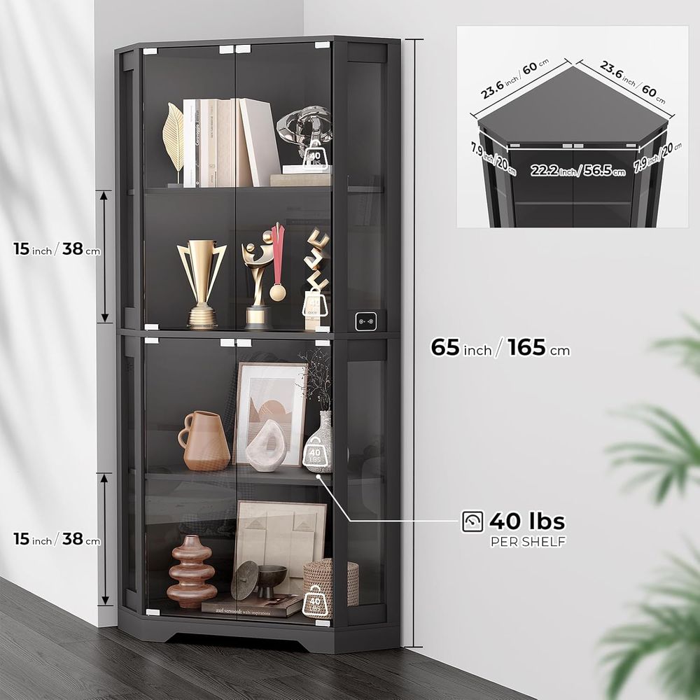 خزانة عرض زجاجية مضاءة بـ 65 م - مراجعة Glass Cabinet Display وسعره