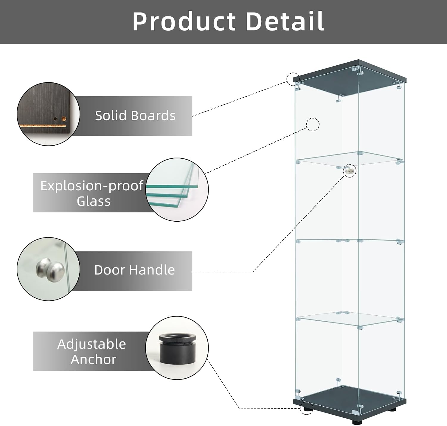 خزانة عرض زجاجية بقفل، 4 طبقات - مراجعة Glass Cabinet Display وسعره