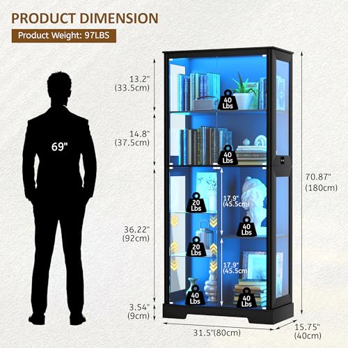 خزانة عرض زجاجية بطول 71 بوصة  - مراجعة Glass Cabinet Display وسعره