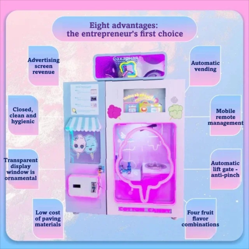 ماكينة بيع حلوى القطن متعددة ا - مراجعة Commercial Vending Machine وسعره
