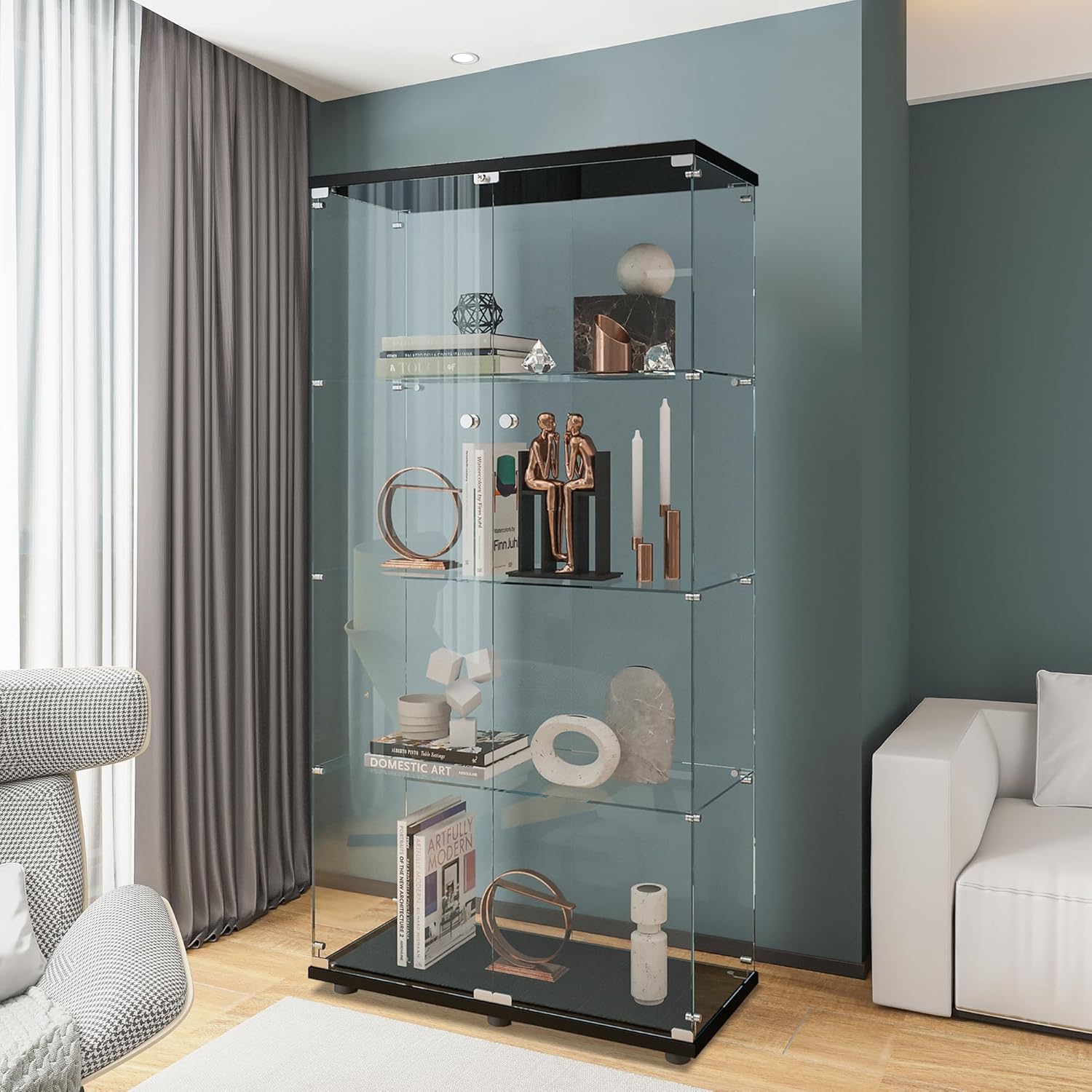 خزانة عرض زجاجية بـ 4 أرفف وبا - مراجعة Glass Cabinet Display وسعره